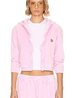 Alexander Wanf Pink Cropped Zip Hoodie